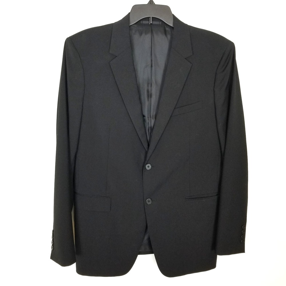 Theory Men Wool Blend Blazer Jacket Sz 42 R Black Button Up Preppy Office